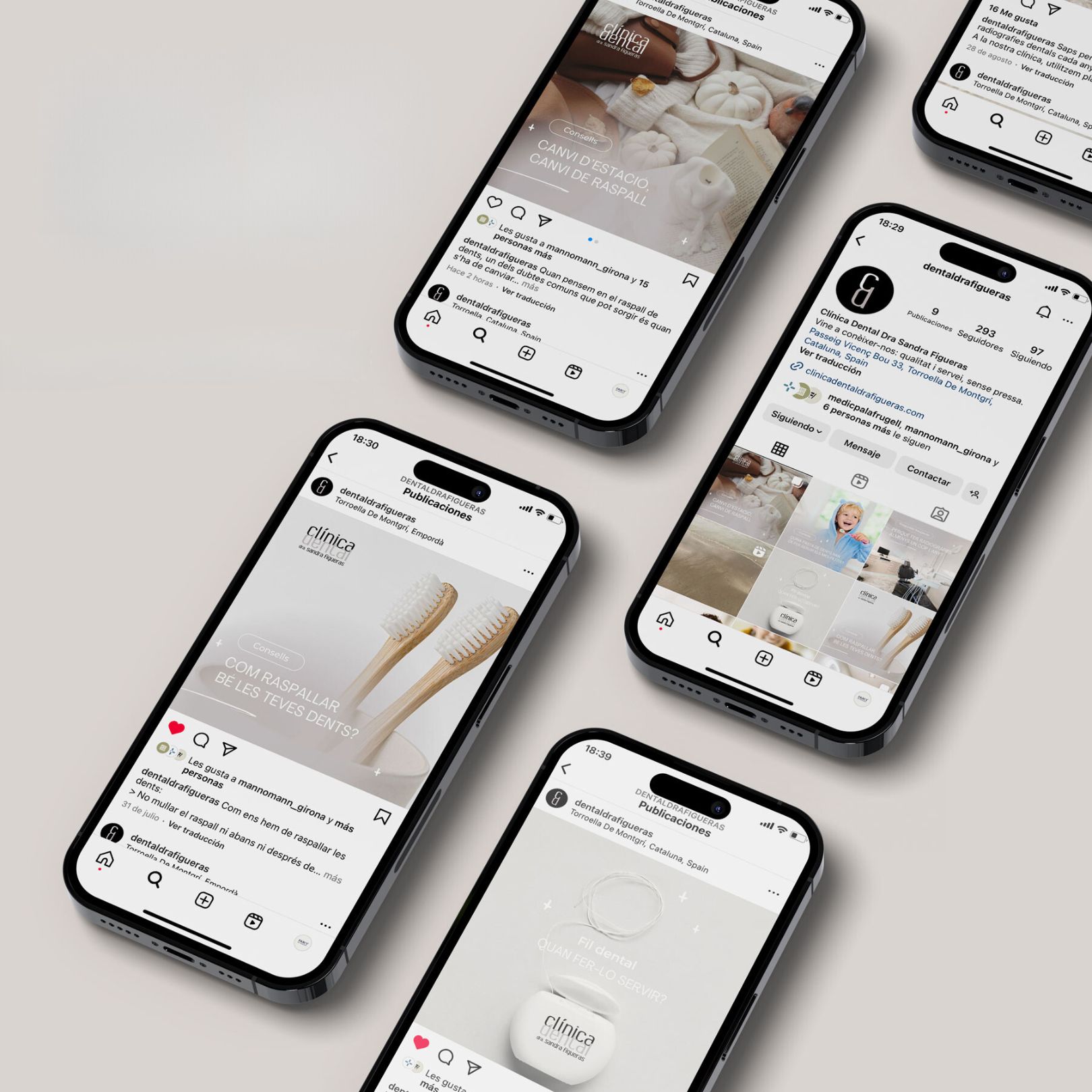 Campanya de xarxes socials per clínica denal - Mostra de publicacions a Instagram